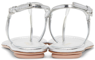 Prada Silver Laminated Thong Sandals