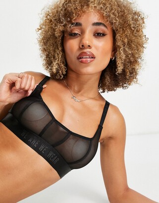 We Are We Wear poly blend mesh bralette with seam detail in black - BLACK -  ShopStyle Bras