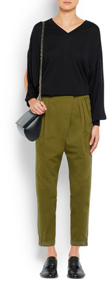 Givenchy Tapered Pants In Silk-trimmed Army-green Cotton-twill - Army green