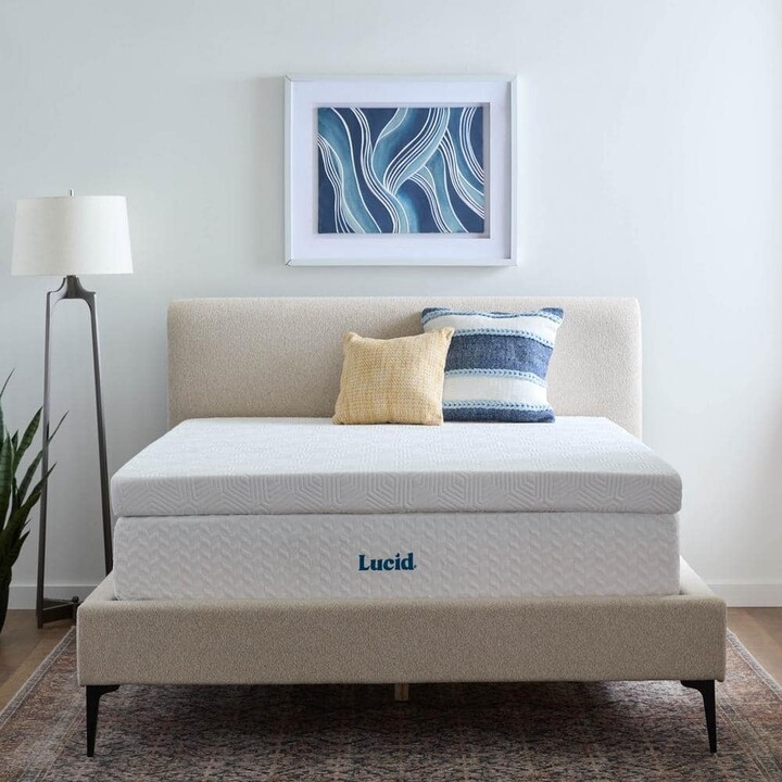 Lucid Comfort Collection 4 in. Twin Lavender and Gel Memory Foam Covered Mattress Topper