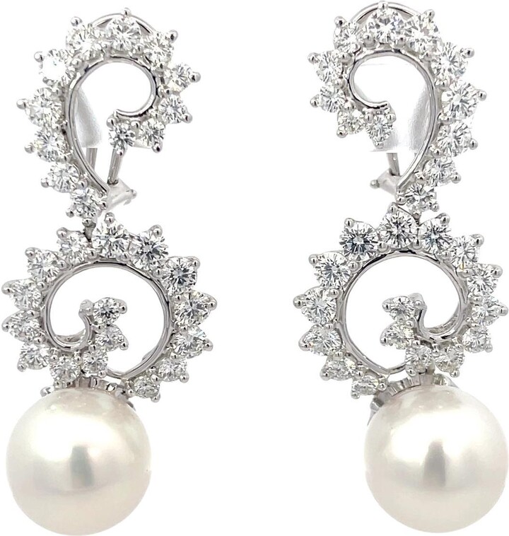 Angela Cummings For Assael Diamond Pearl Platinum/18k Earrings
