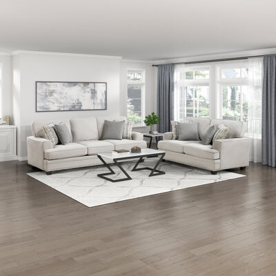 Latitude Run Hunsberger Modern & Contemporary Chenille 2-Piece Living Room Set with Luxurious Chenille Fabric Upholstery Foam over Pocket Coils Comfort & Elegant