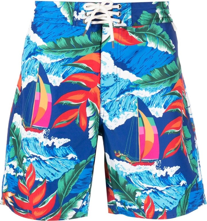 Polo Ralph Lauren Floral-Print Drawstring Swim Shorts - ShopStyle