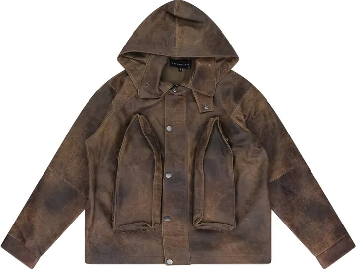 Who Decides War Hooded Pocket Leather Jacket