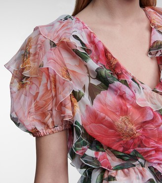 Dolce & Gabbana Floral silk chiffon wrap top