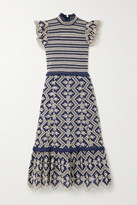Thumbnail for your product : Sea Zippy Smocked Broderie Anglaise Cotton Midi Dress