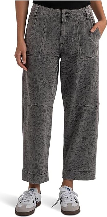 KUT from the Kloth Ashton Wide Leg Barrel In Grey Women's Casual Pants Grey : 6 26.5 Cotton/Polyester/Viscose