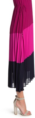 Taylor Pleated Colorblock High/Low Maxi Dress