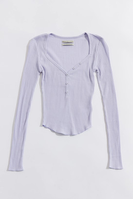 Urban Outfitters Angelica Ribbed Fitted Henley Top