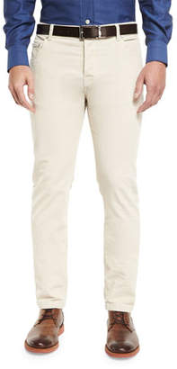Kiton Washed Corduroy Five-Pocket Pants, Winter White