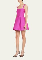 Thumbnail for your product : Alexis Arie Pleated Square-Neck Jacquard Mini Dress