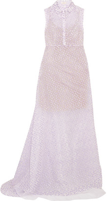 DELPOZO Metallic Fil Coupé Organza Gown - Lilac
