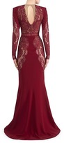 Thumbnail for your product : ZUHAIR MURAD Mirai Lace Long-Sleeve Crepe Slit Gown