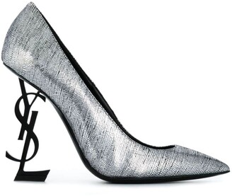 ysl heels silver