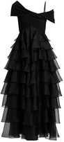 Thumbnail for your product : Giambattista Valli Wrapped Off-The-Shoulder Ruffle Tiered Gown