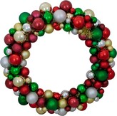 Northlight Traditional Colors 2-Finish Shatterproof Ball Christmas Wreath, 36-Inch