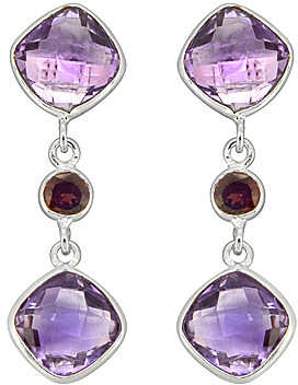 YS Gems Women's Earrings Purple - Amethyst & Garnet Drop Earrings