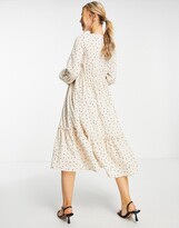Thumbnail for your product : In The Style x Jac Jossa polka dot print midaxi tiered dress in beige spot