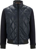 Thumbnail for your product : HUGO BOSS Quilted-leather jacket with wool-blend sleeves