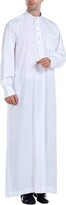 Thumbnail for your product : Worclub Middle Eastern Men's Robes Lapel Button Long Sleeve Dress Muslim Robes Arabian Clothing Wine Red