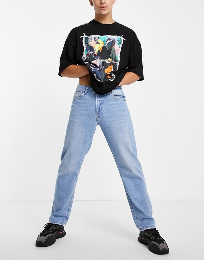 Bershka 90's fit jeans in mid blue - ShopStyle