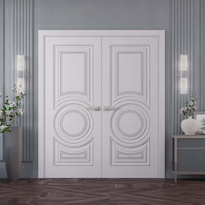 SARTODOORS Interior Double Doors | IMPERIAL 1855 White Enamel | Wood Interior Solid Panel Frame | Closet Bedroom Doors