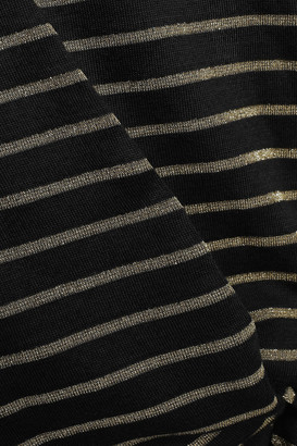 By Malene Birger Wrap-effect Metallic Striped Jersey Jumpsuit
