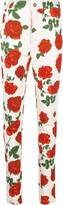 Rose-Print Skinny-Fit Trousers 