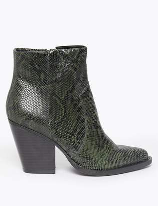 M&S CollectionMarks and Spencer Leather Snakeskin Print Western Ankle Boots