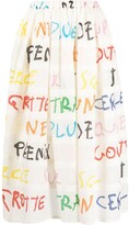 Thumbnail for your product : Sara Lanzi text-print A-line skirt