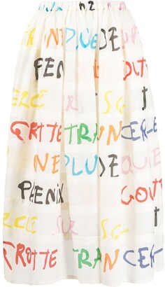 Sara Lanzi text-print A-line skirt