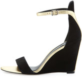 Thumbnail for your product : Brian Atwood Roberta Suede Wedge Sandal, Black/Gold