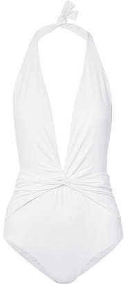 Melissa Odabash Tahiti Ruched Halterneck Swimsuit - White - ShopStyle