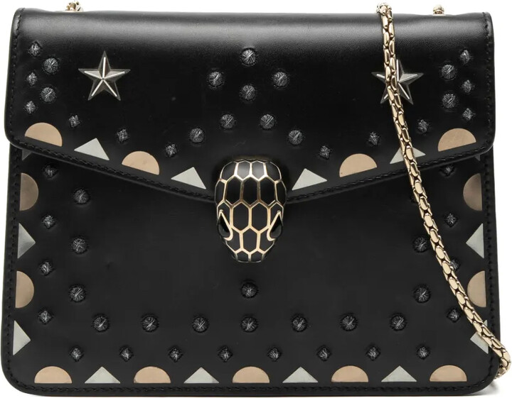 Bvlgari Pre-Owned 2017 Small Studded Leather Laser Cut Square Serpenti Forever Chain crossbody bag