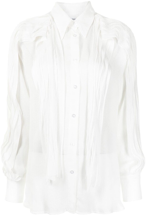 Maticevski Ruffled Detailing SemiSheer Shirt ShopStyle Long Sleeve Tops