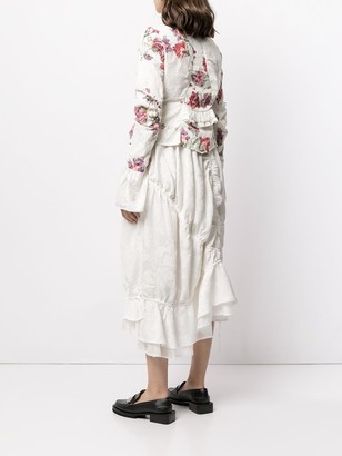 Renli Su Floral-Print Ruffle Sleeve Jacket
