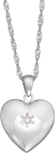 Junior Jewels JuniorJewelsSterlingSilverCubicZirconiaHeartLocketNecklace