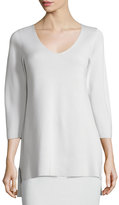 Thumbnail for your product : Eileen Fisher 3/4-Sleeve V-Neck Interlock Tunic, Bone, Petite