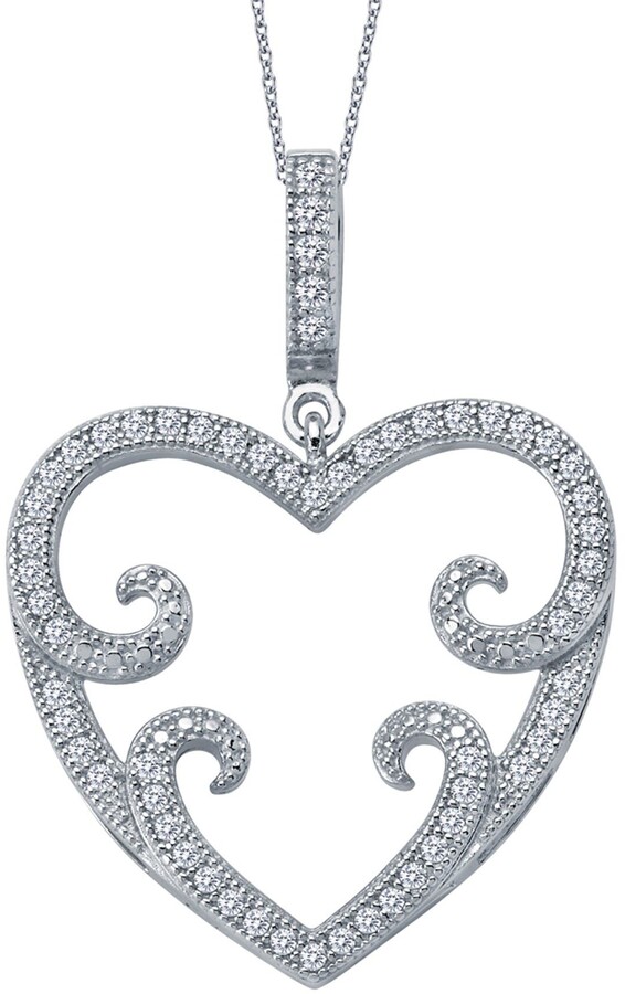 Diamond2Deal 925 Sterling Silver Gold-plated 20mm Diamond Trinity Heart Locket Pendant 