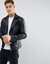 Thumbnail for your product : Solid Leather Biker Jacker With Quilting