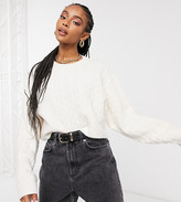 Thumbnail for your product : Reclaimed Vintage inspired boxy cable sweater in cream