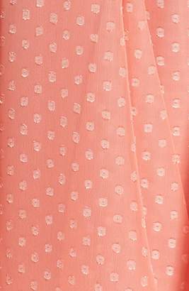 Tahari Split Sleeve Swiss Dot Chiffon Faux Wrap Dress