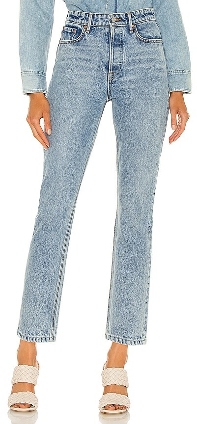 GRLFRND Karolina High-Rise Distressed Skinny Jeans in Ball of Confusion