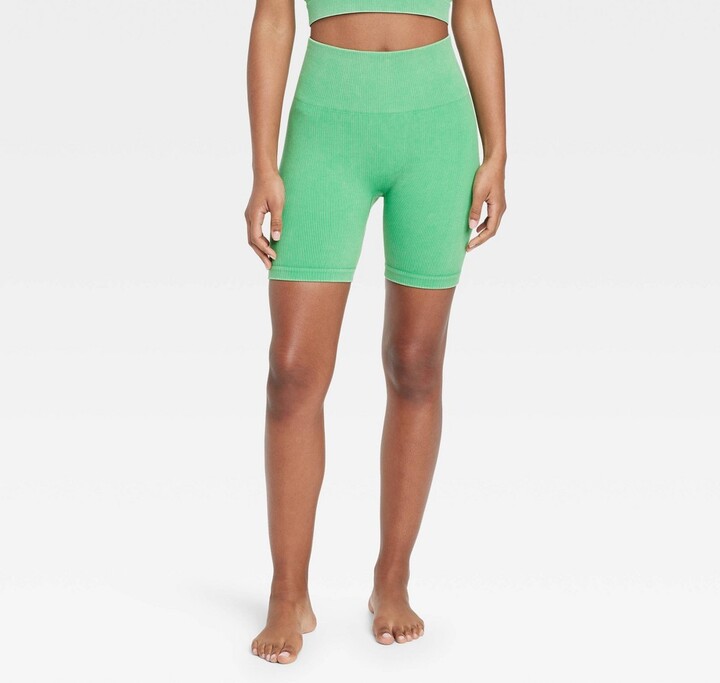 Women's HighRise Ribbed Seamless Bike Shorts 7" JoyLab™ Honey Yellow