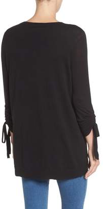 Halogen Ruched Sleeve Tunic Sweater
