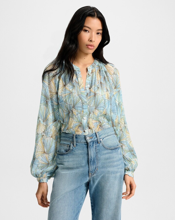 Veronica Beard Fennel Pleated Button-Down