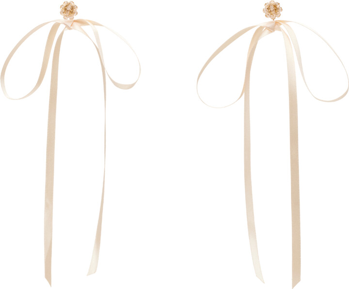 Simone Rocha Pink Bow Ribbon Stud Earrings