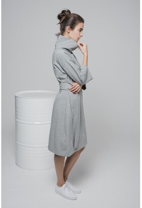 non NON+ - NON460 Cowl Neck Dress With 3/4 Sleeves - Grey
