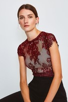 Thumbnail for your product : Karen Millen Short Sleeved Open Back Lace Body