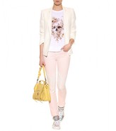 Thumbnail for your product : Christopher Kane J Brand NEEDLEPOINT LACE TRIMMED SKINNY JEANS